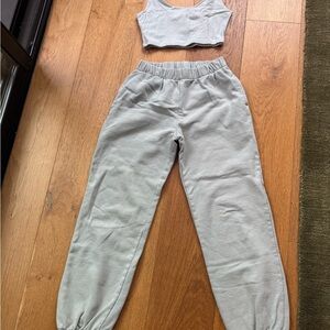 Brandy Melville Sage Track Pants & Crop Top Set